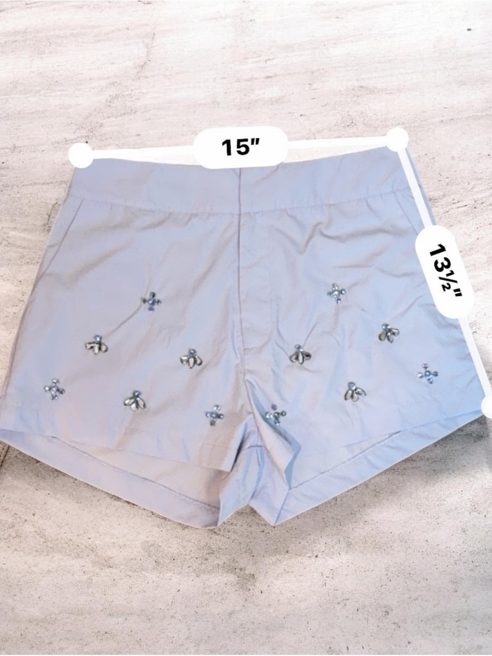 del RĀ Light Blue Rhinestone Embellished Shorts Size Large NWT - Picture 6 of 7